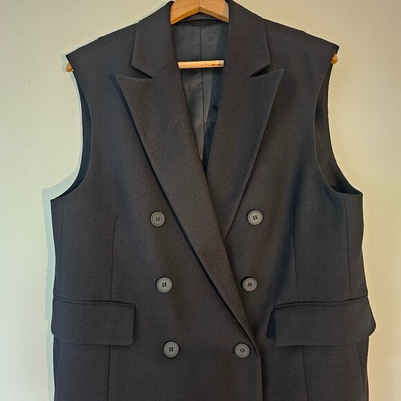 AllSaints Hanah Sleeveless Double Breasted Blazer – Black, Size US 10 - Picture 7 of 11